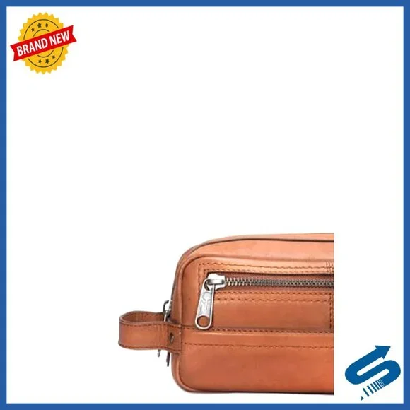 Genuine Leather Men's Dopp Kit Bag with Organization Pockets